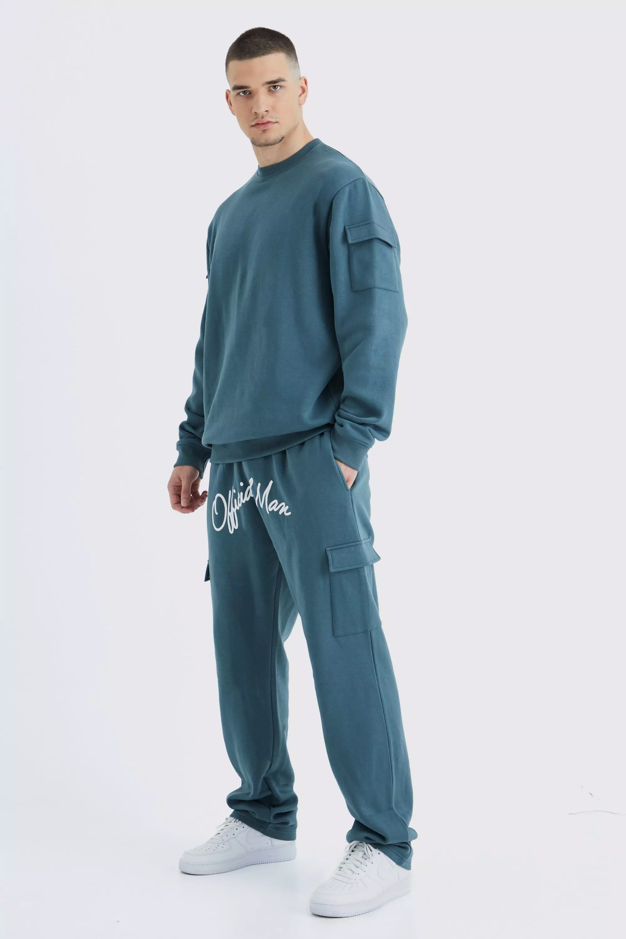 Tall Cargo Pocket Crotch Sweatshirt Tracksuit slate blue
