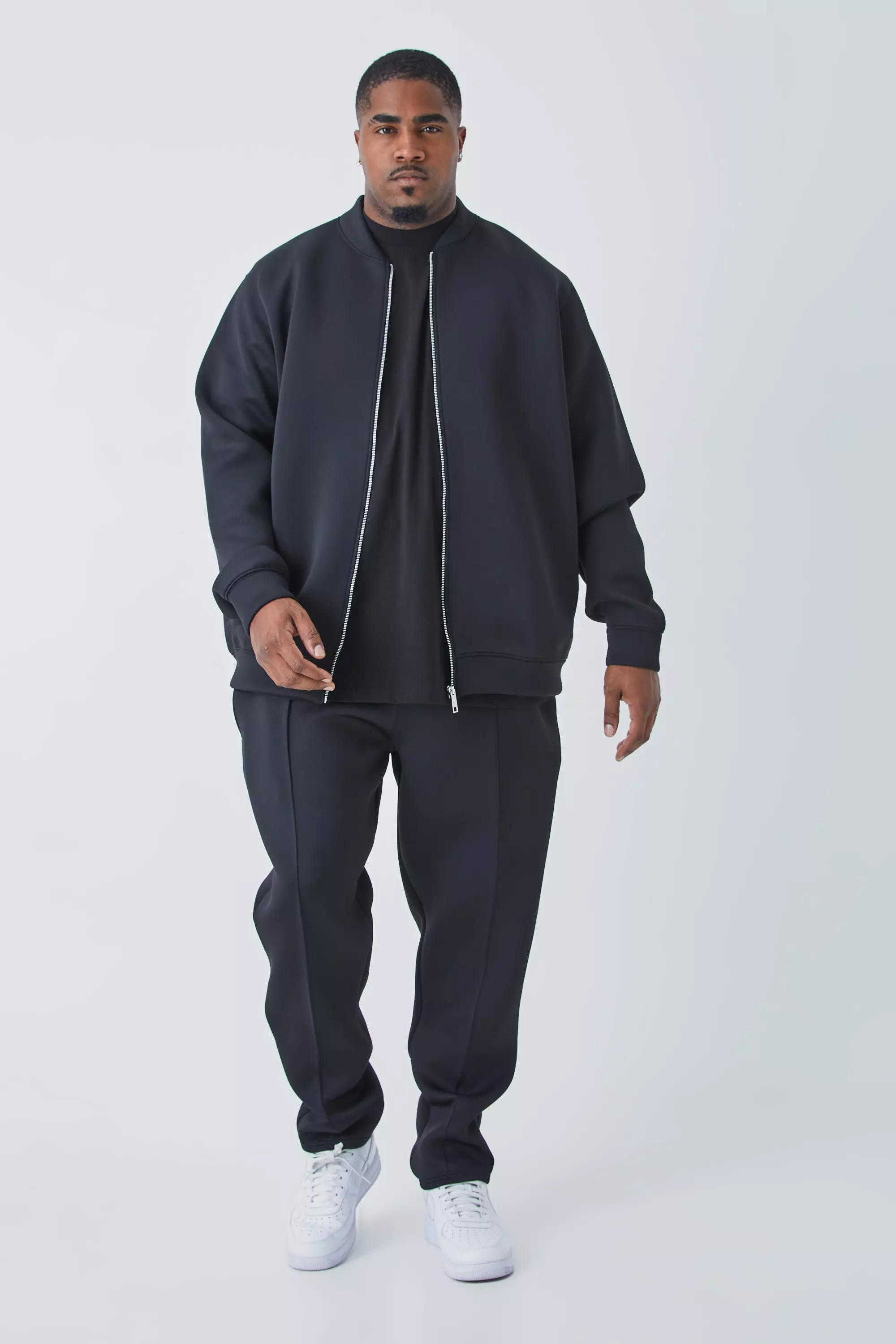 Plus Bonded Scuba Bomber Jacket & Jogger Black