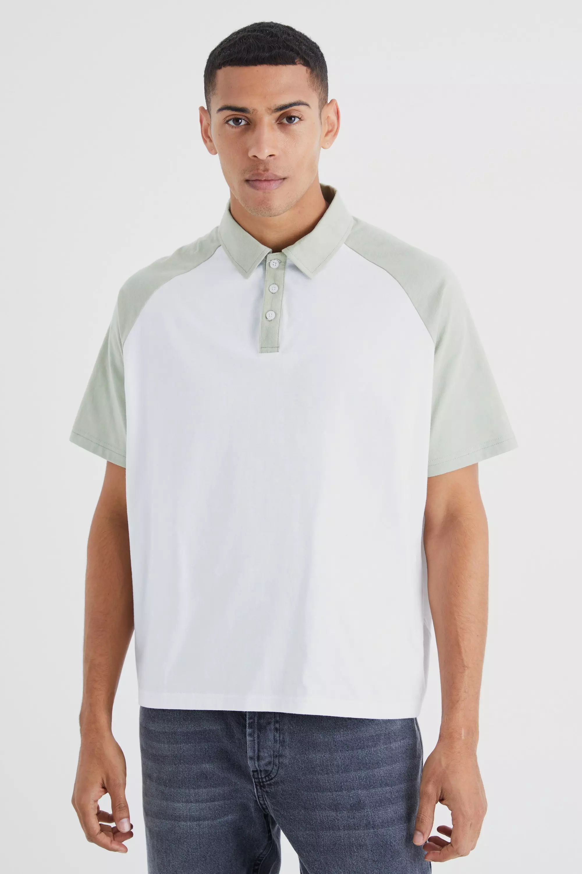 Oversized Boxy Raglan Polo White