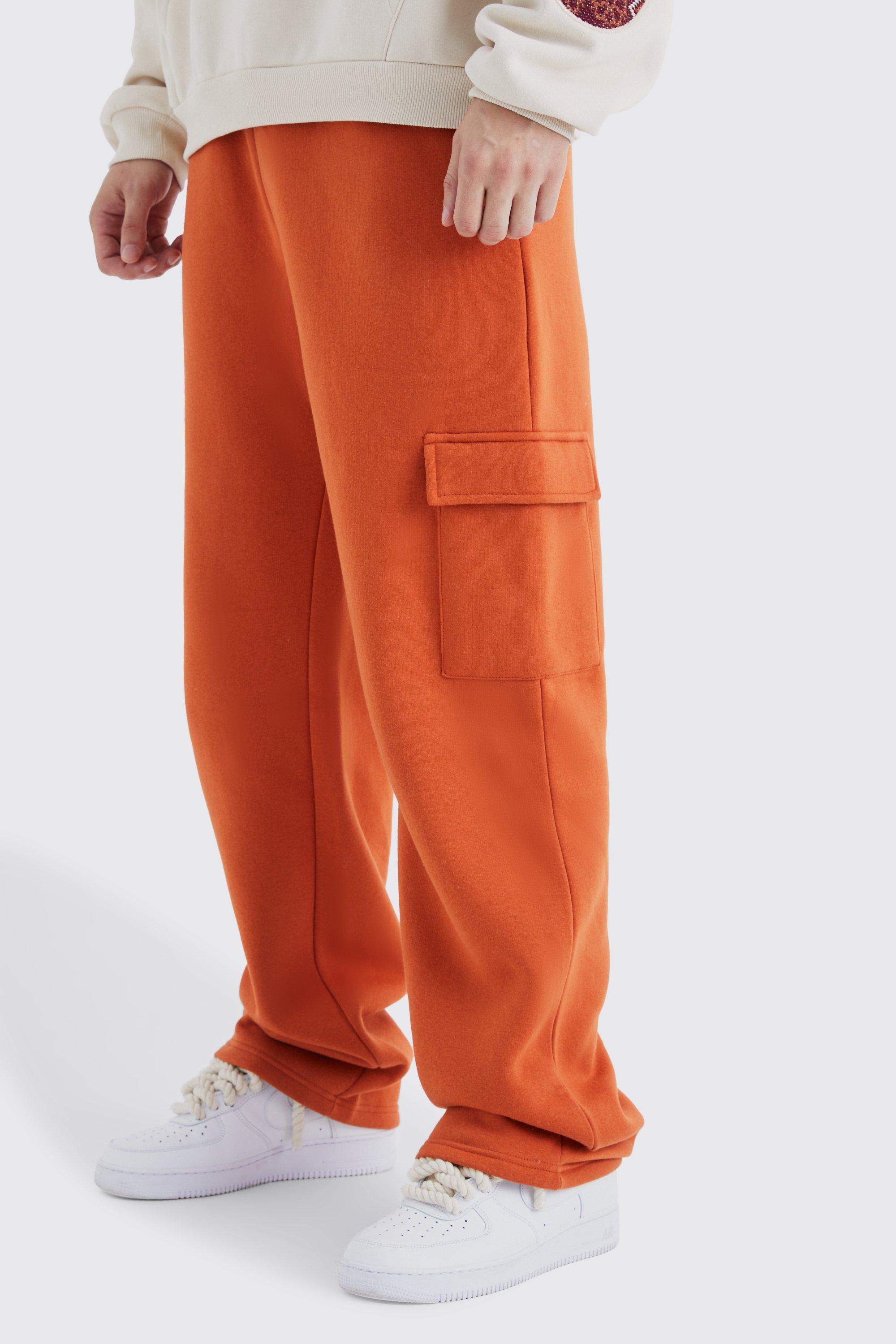 Orange cargo jogger pants hot sale