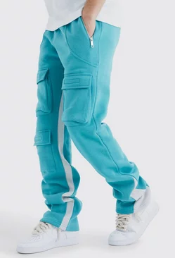 Tall Stacked Flare Gusset Cargo Jogger Teal