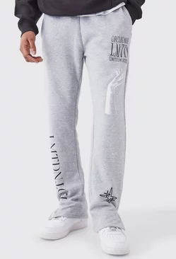 Tall Regular Fit Multi Graphic Joggers Grey