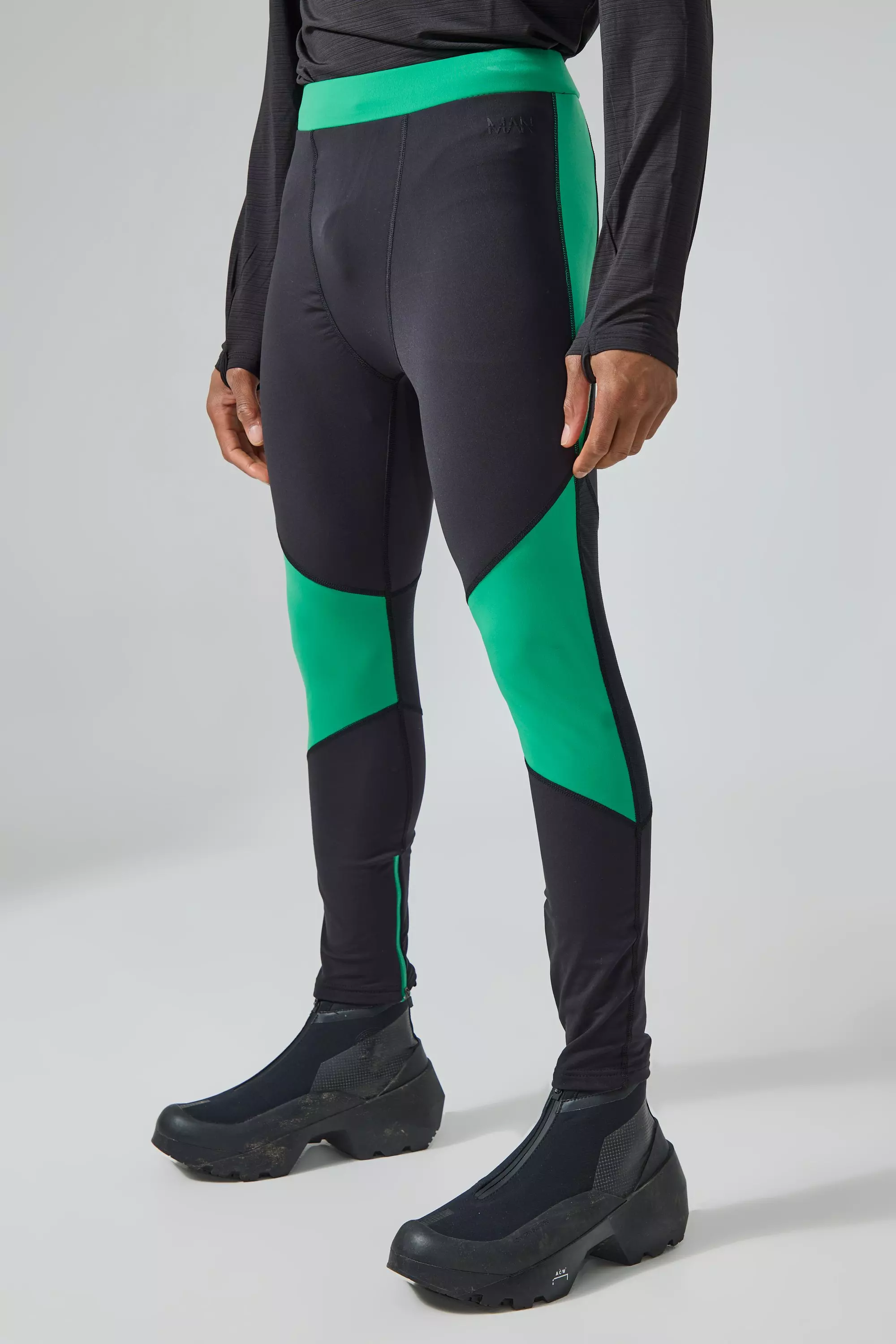 Green Man Active Colour Block Base Layer Legging