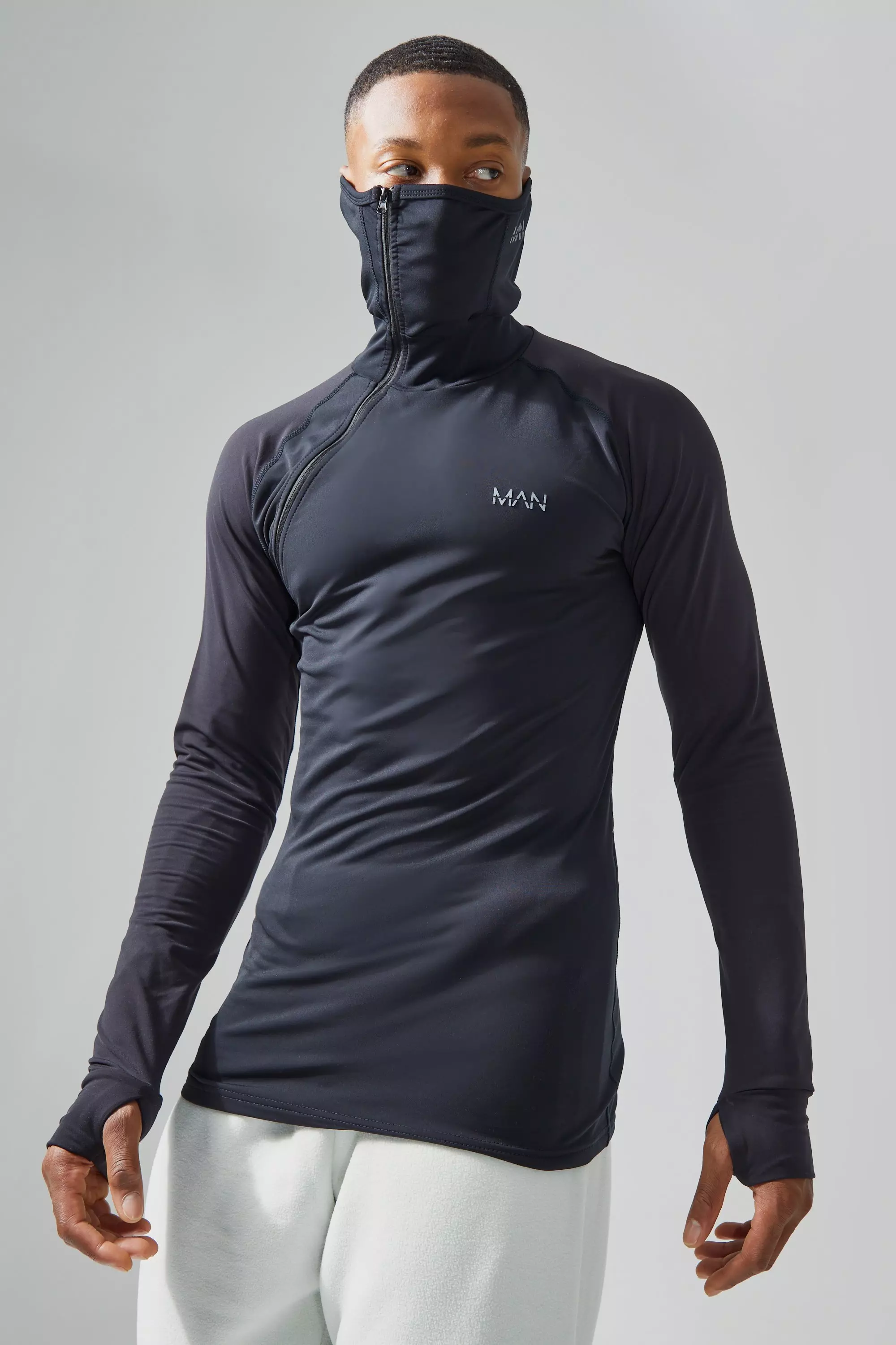 Black Man Active Matte Face Covering Base Layer