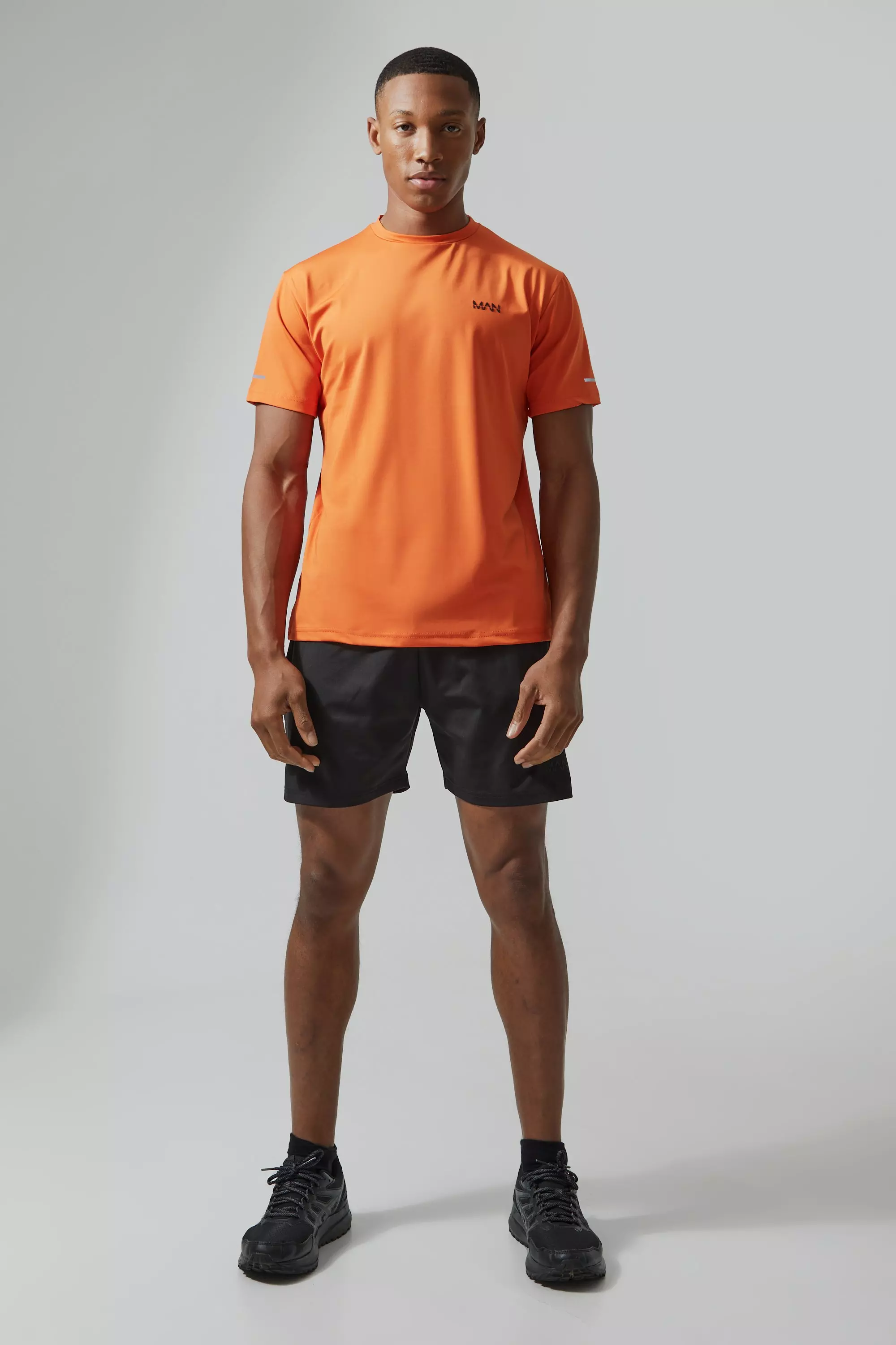 Orange Active Logo Performance Tshirt And Short Set