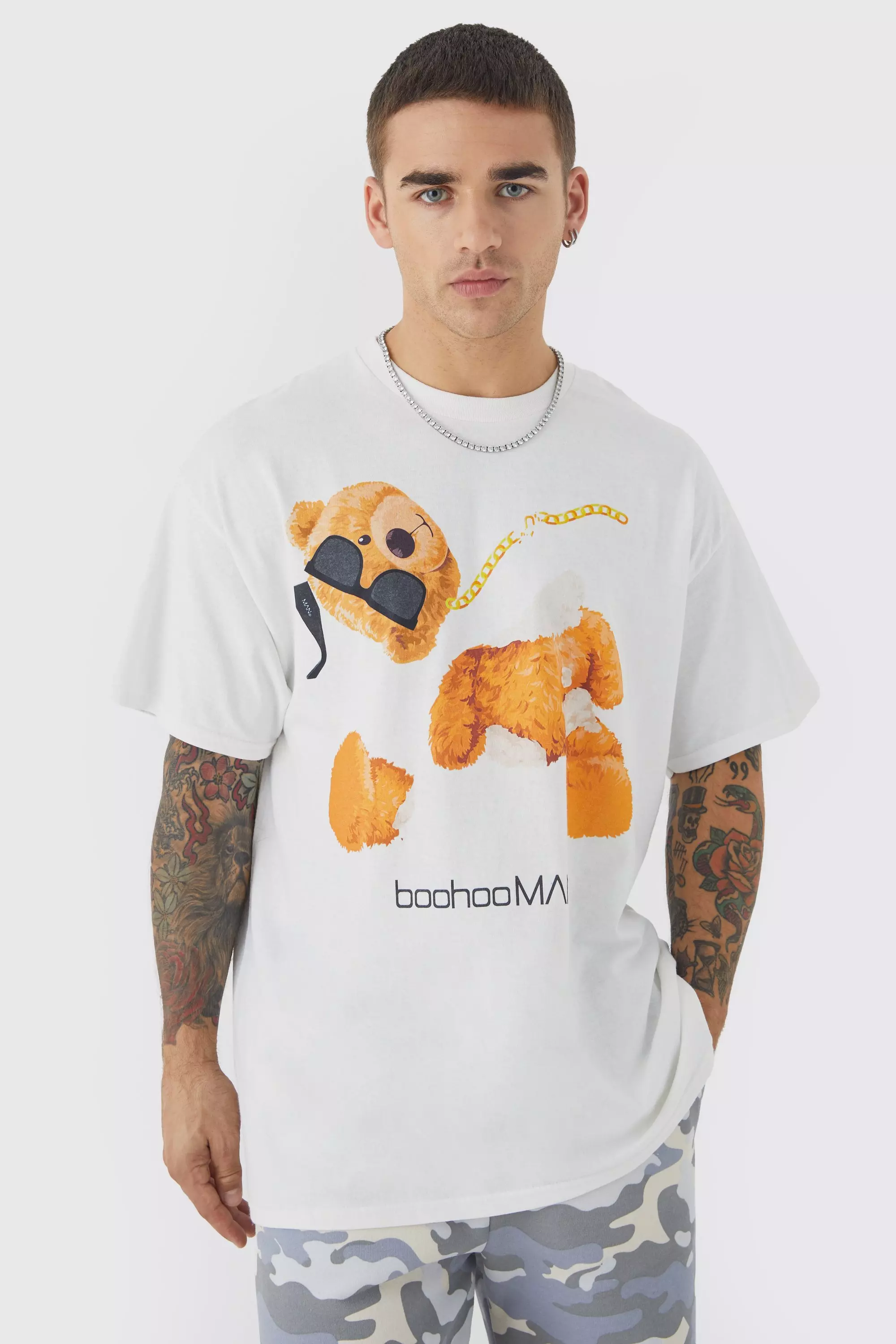 Oversized Teddy Graphic T-shirt White