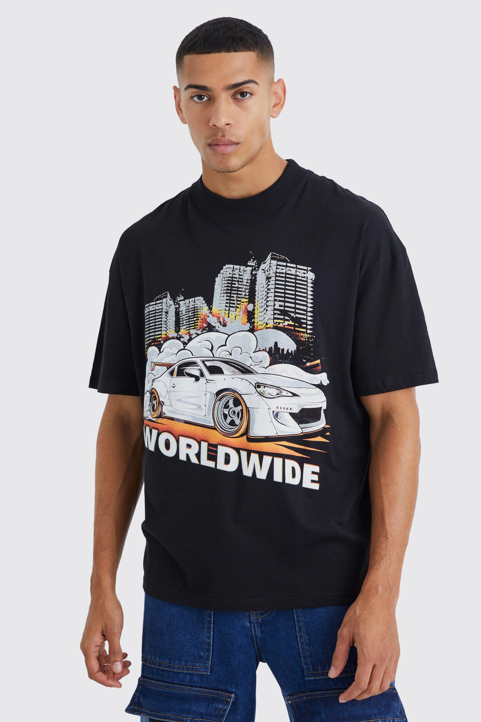 boohooMAN Oversized Car Graphic T-Shirt - Black - Size L