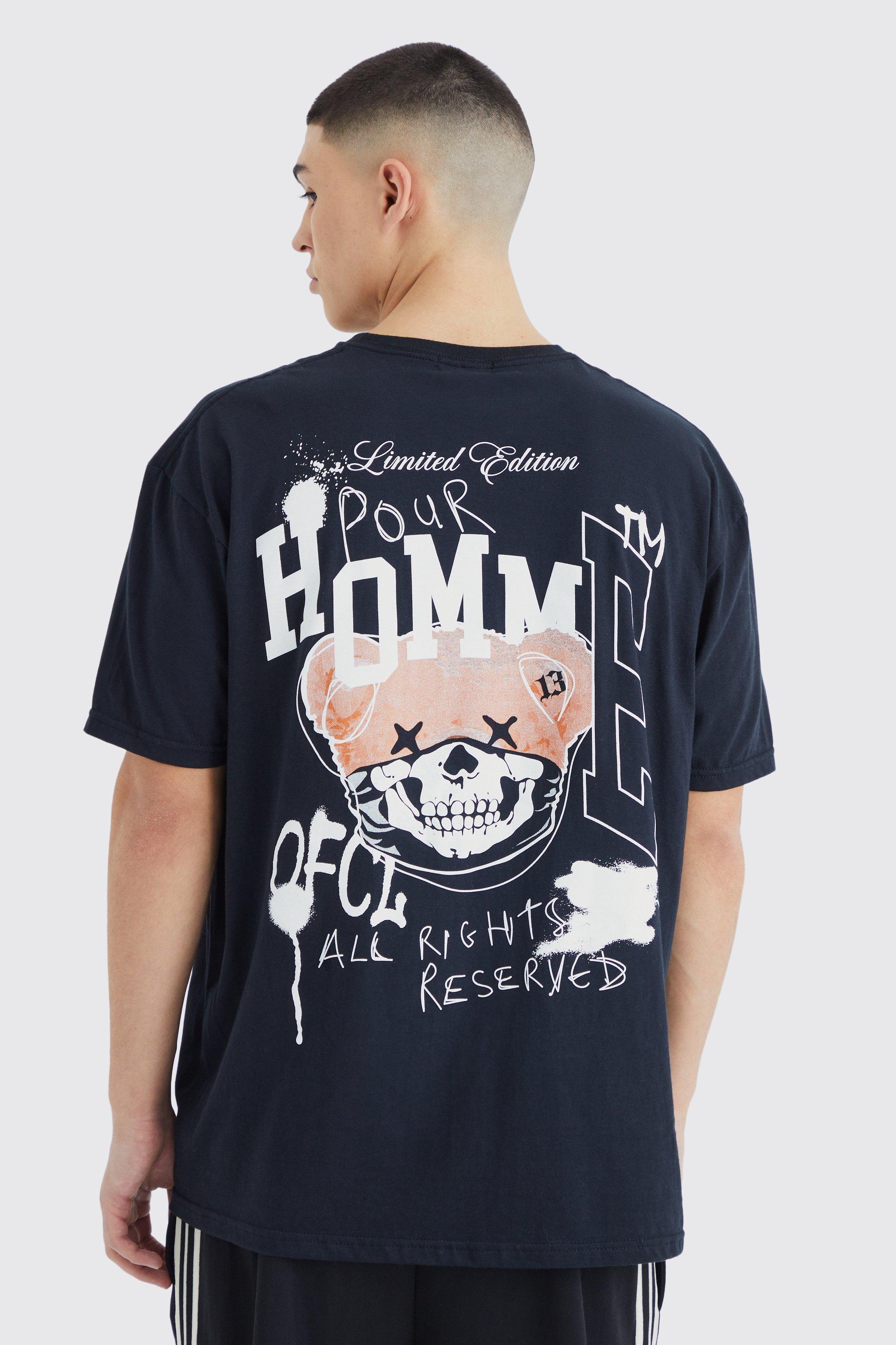 Oversized Pour Homme Bear Graphic T shirt boohooMAN USA