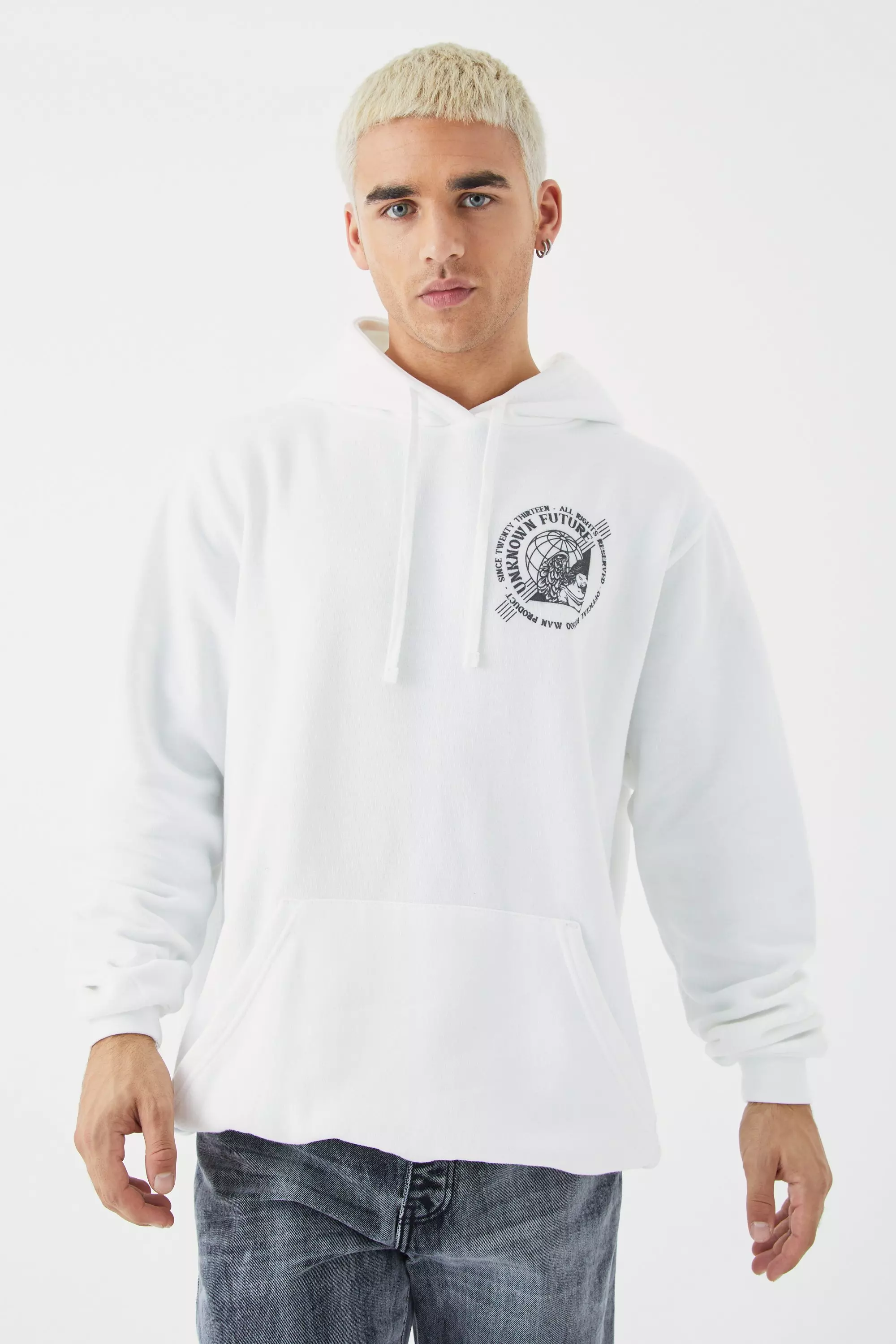 White hoodie boohooman hotsell