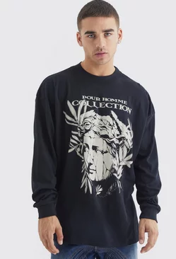 Black Oversized Long Sleeve Limited Graphic T-shirt