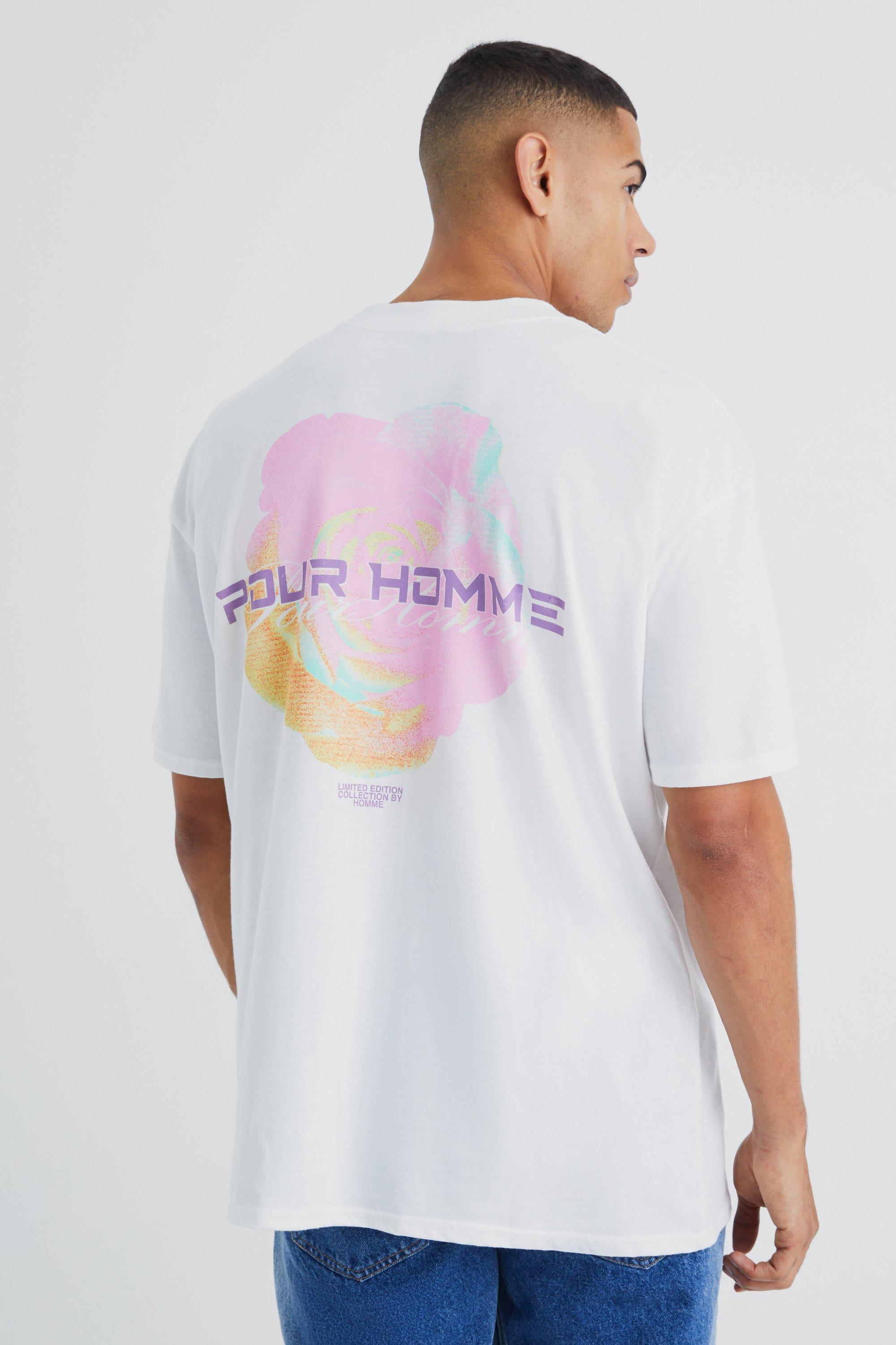 Oversized Pour Homme Rose Graphic T shirt boohooMAN USA