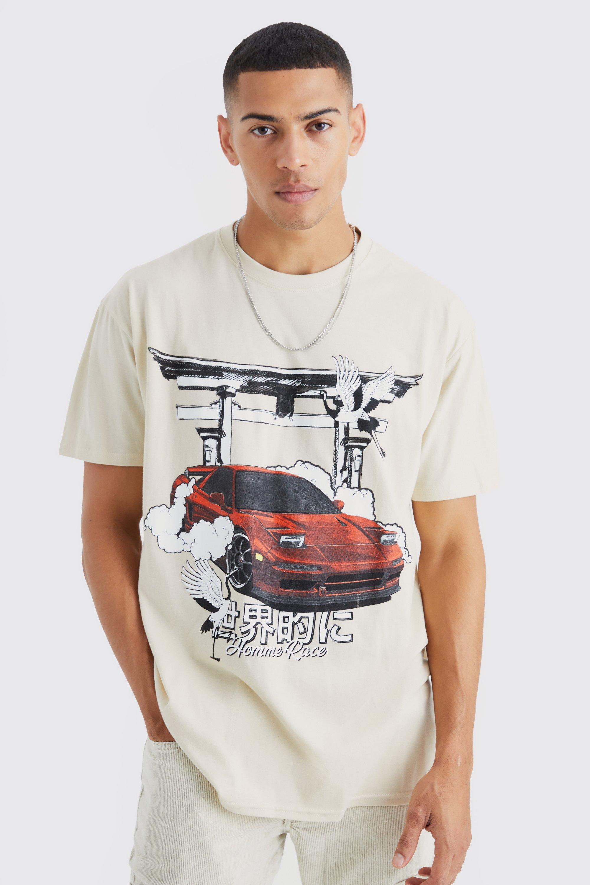 boohooMAN Men's Oversized Car Graphic T-Shirt