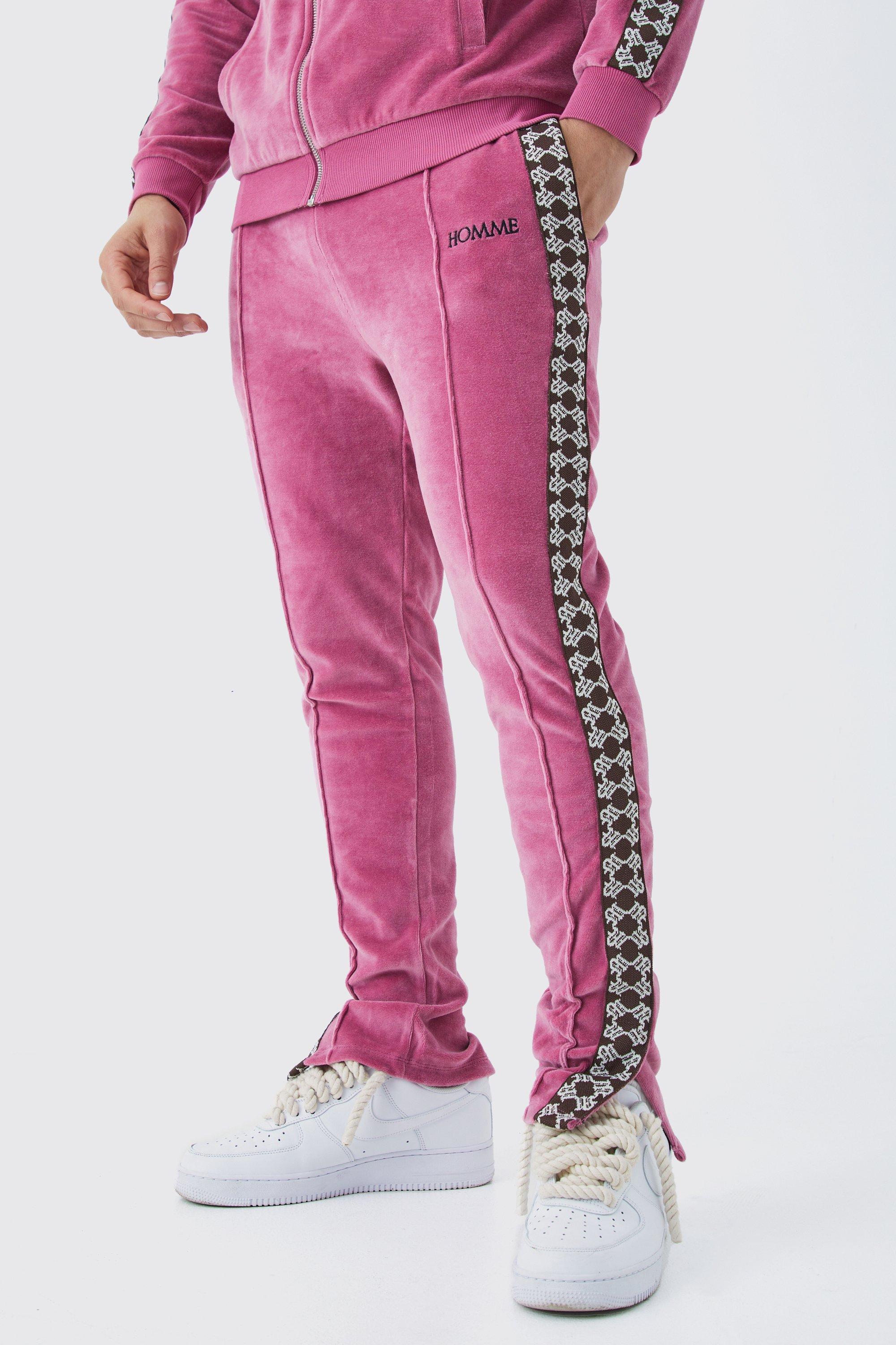 Mens PInk Velour Pants, Sweatpants