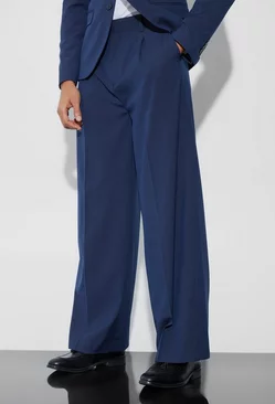Extra Wide Fit Pleat Front Tailored Pants Navy