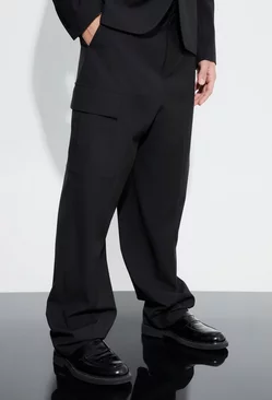 Relaxed Fit Tailored 3d Cargo Pants Black
