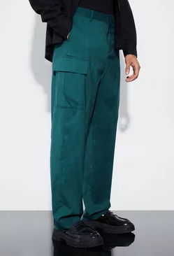 Relaxed Fit Tailored 3d Cargo Pants Forest