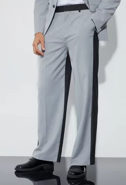 Grey Wide Fit Colour Block Half And Half Pants