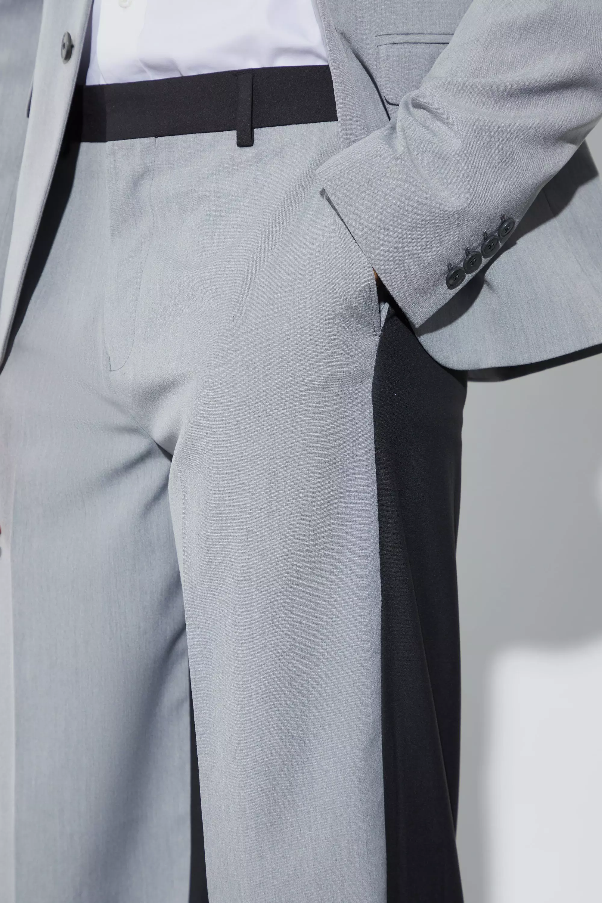 Pantalon large color block, Grey autre image