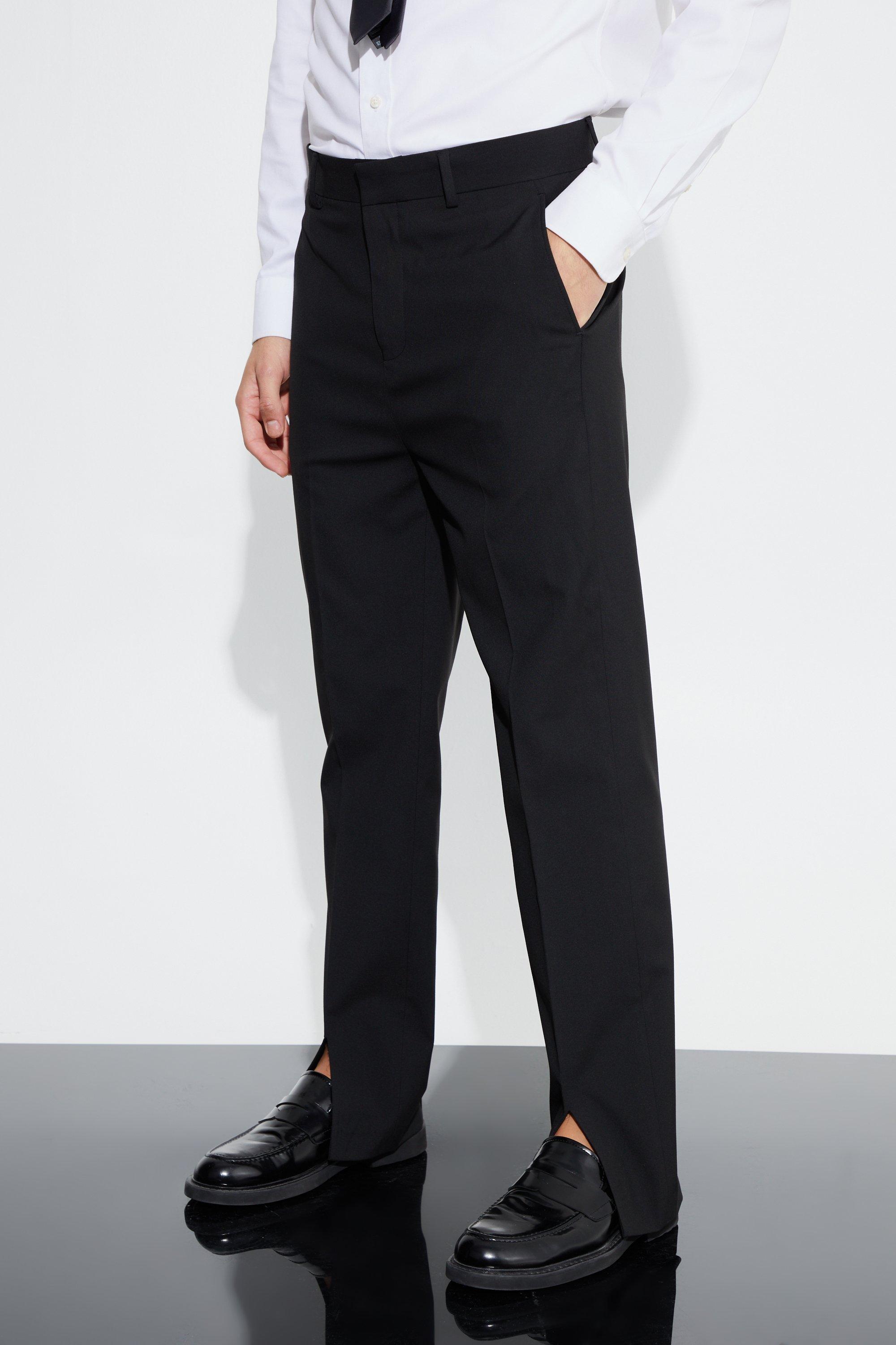 Pantalon droit best sale noir fendu