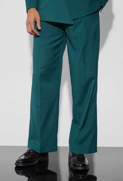 Wide Fit Pleat Front Tailored Pants Forest