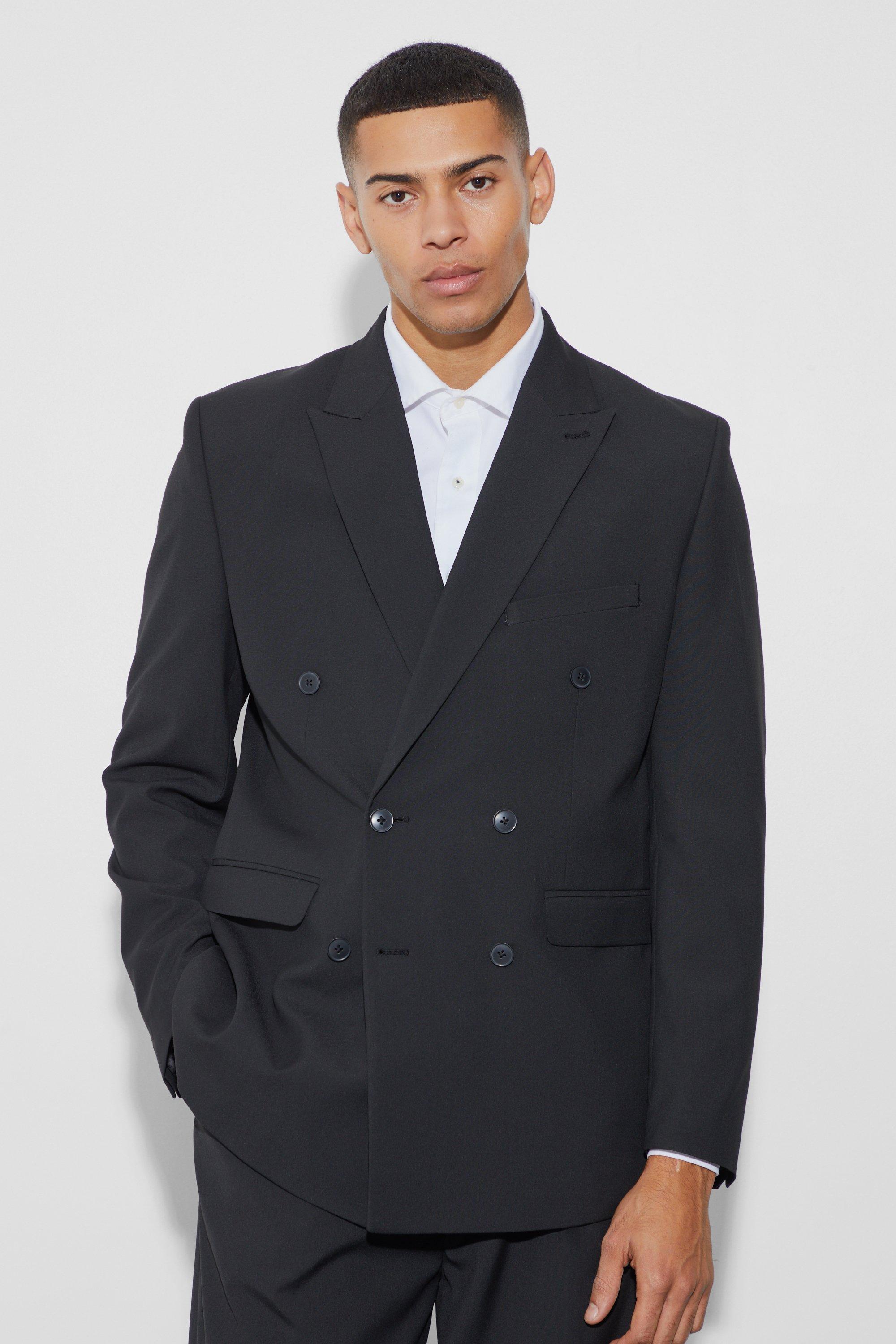 Zweireihiger lockerer Blazer, Black