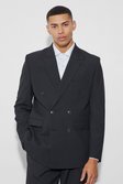 Black Double Breasted Relaxed Fit Blazer