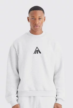 Grey Man Boxy Extended Neck Marl Sweatshirt