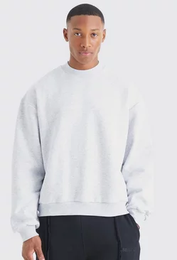 Grey Boxy Extended Neck Marl Sweatshirt