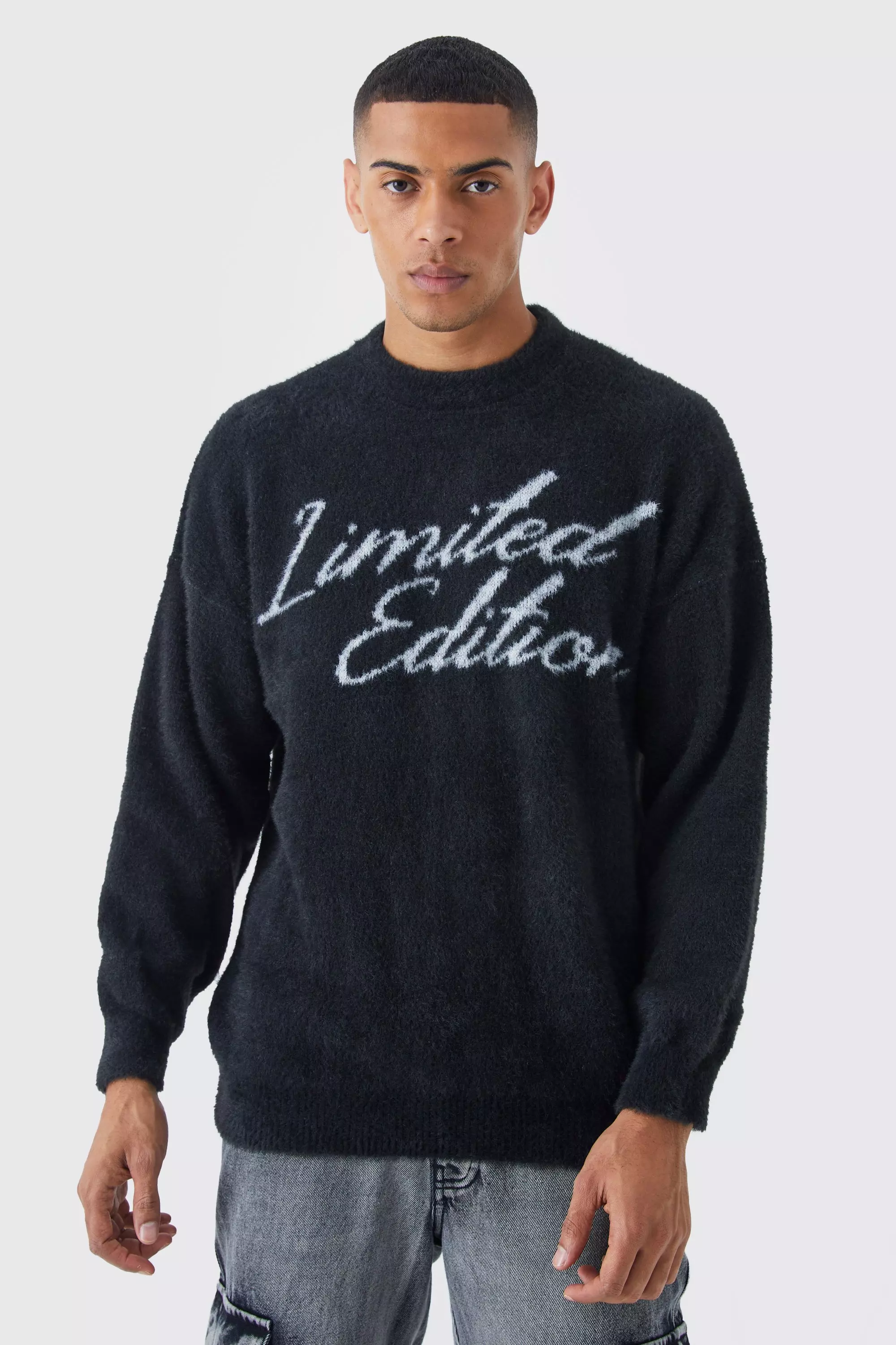 Oversized Fluffy Limited Edition Knitted Sweater Black