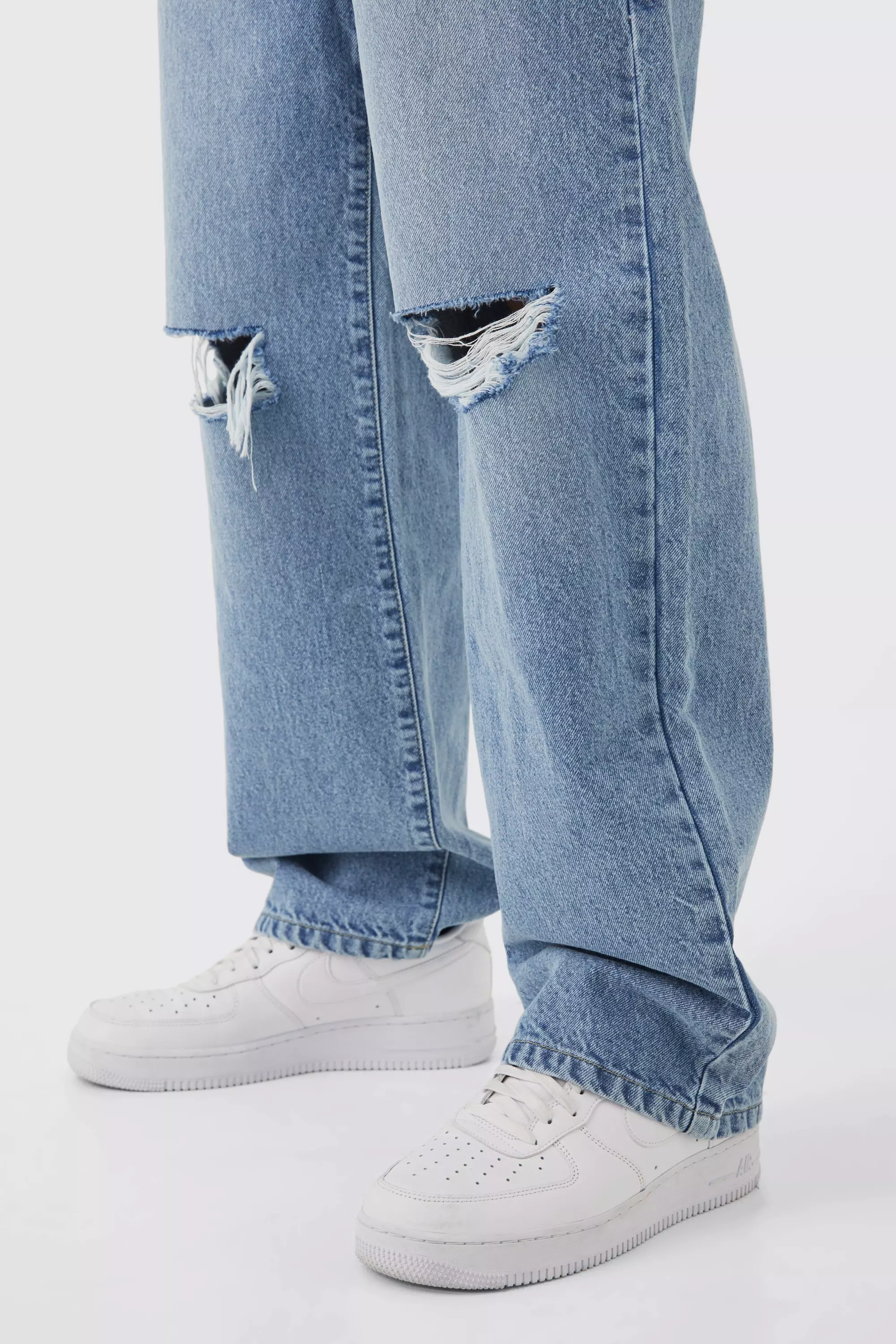 Ice blue Baggy Rigid Distressed Jeans alternative image