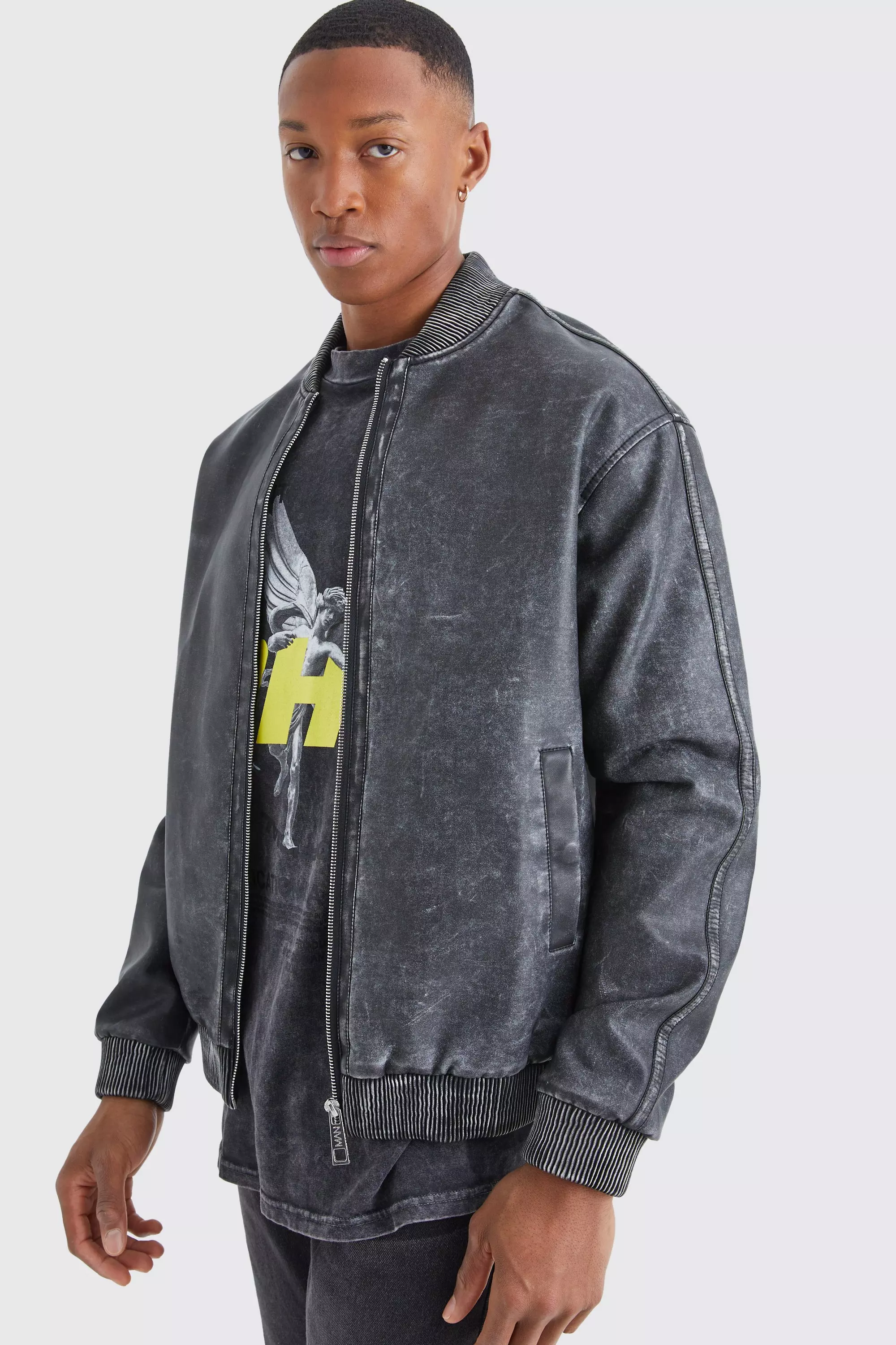 Washed Pu Bomber Jacket