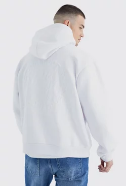 Tall Official Man Oversized Boxy Embossed Hoodie White