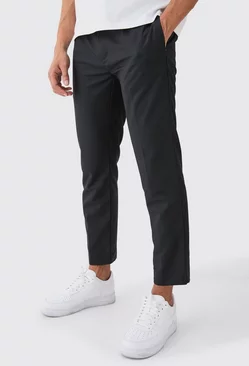 D Ring Belted Slim Fit Trousers Black