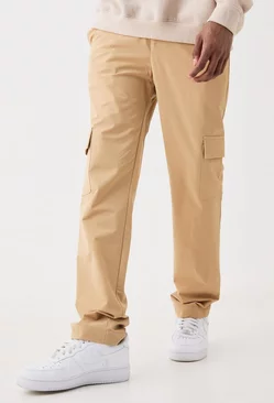 Stretch Tailored Cargo Trousers Stone