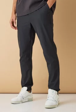 Stretch Tailored Slim Fit Jogger Trousers Black