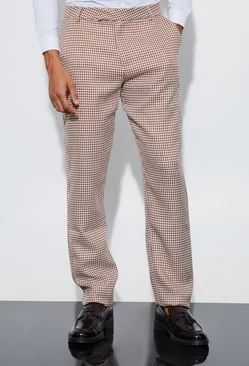 Boucle Houndstooth Straight Fit Trousers Stone