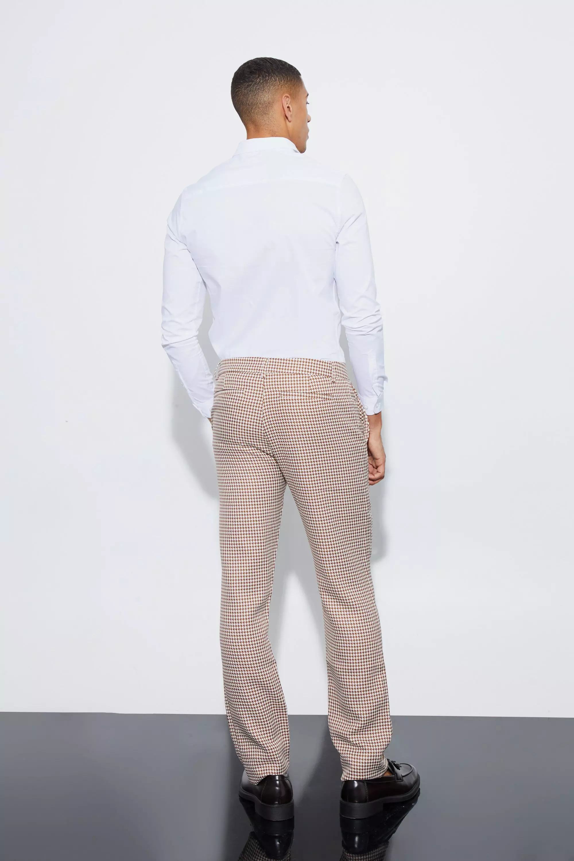 RELAXED HOUNDSTOOTH BOUCLÉ FULL-LENGTH TROUSERS