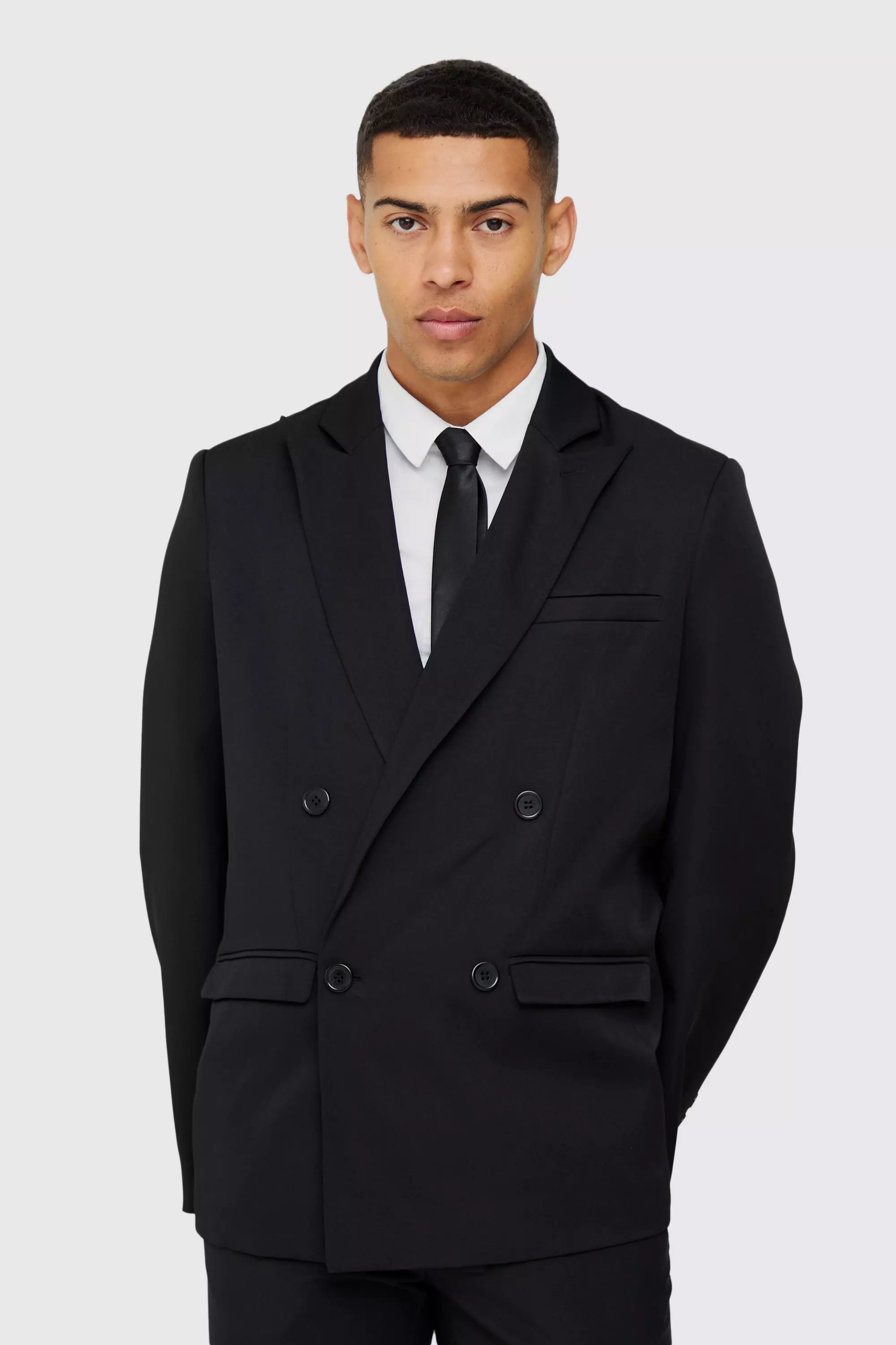 Black Mix & Match Oversized Double Breasted Blazer alternative image