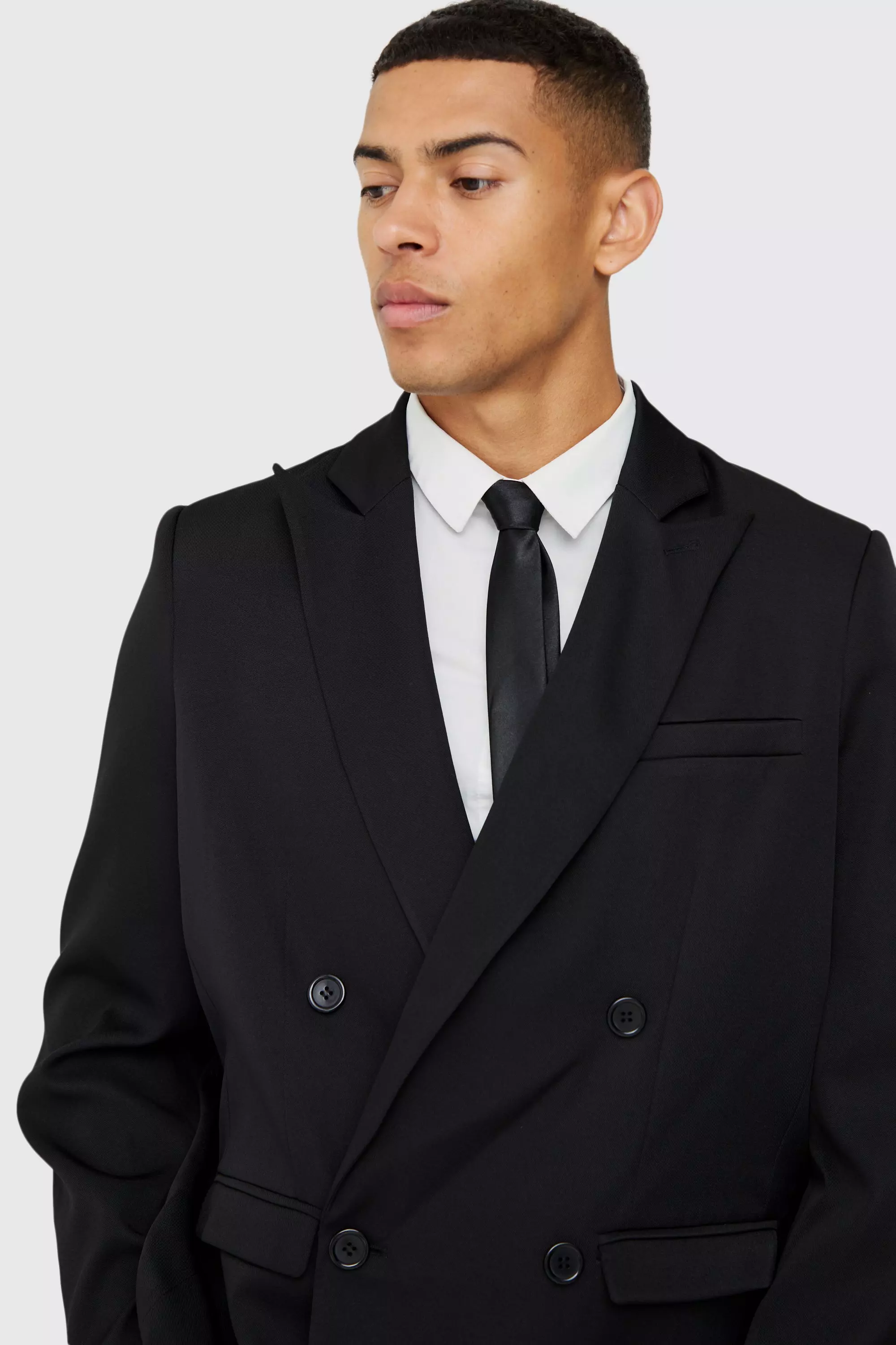 Black Mix & Match Oversized Double Breasted Blazer alternative image