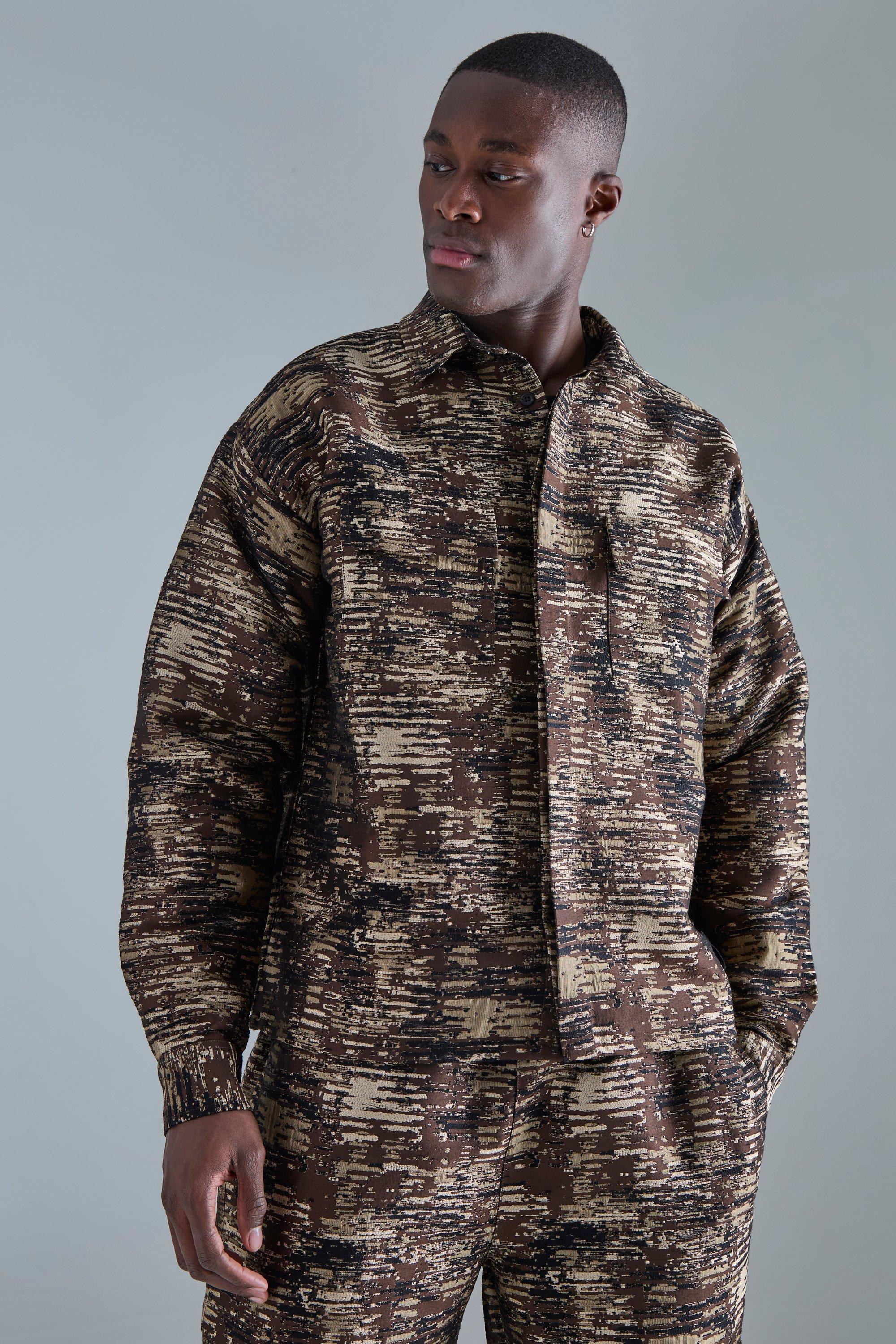 Stone Textured Camo Patch Pocket Overshirt