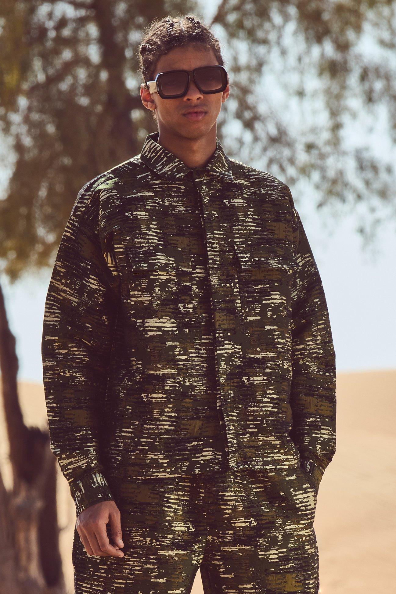 Textured Camo Patch Pocket Overshirt