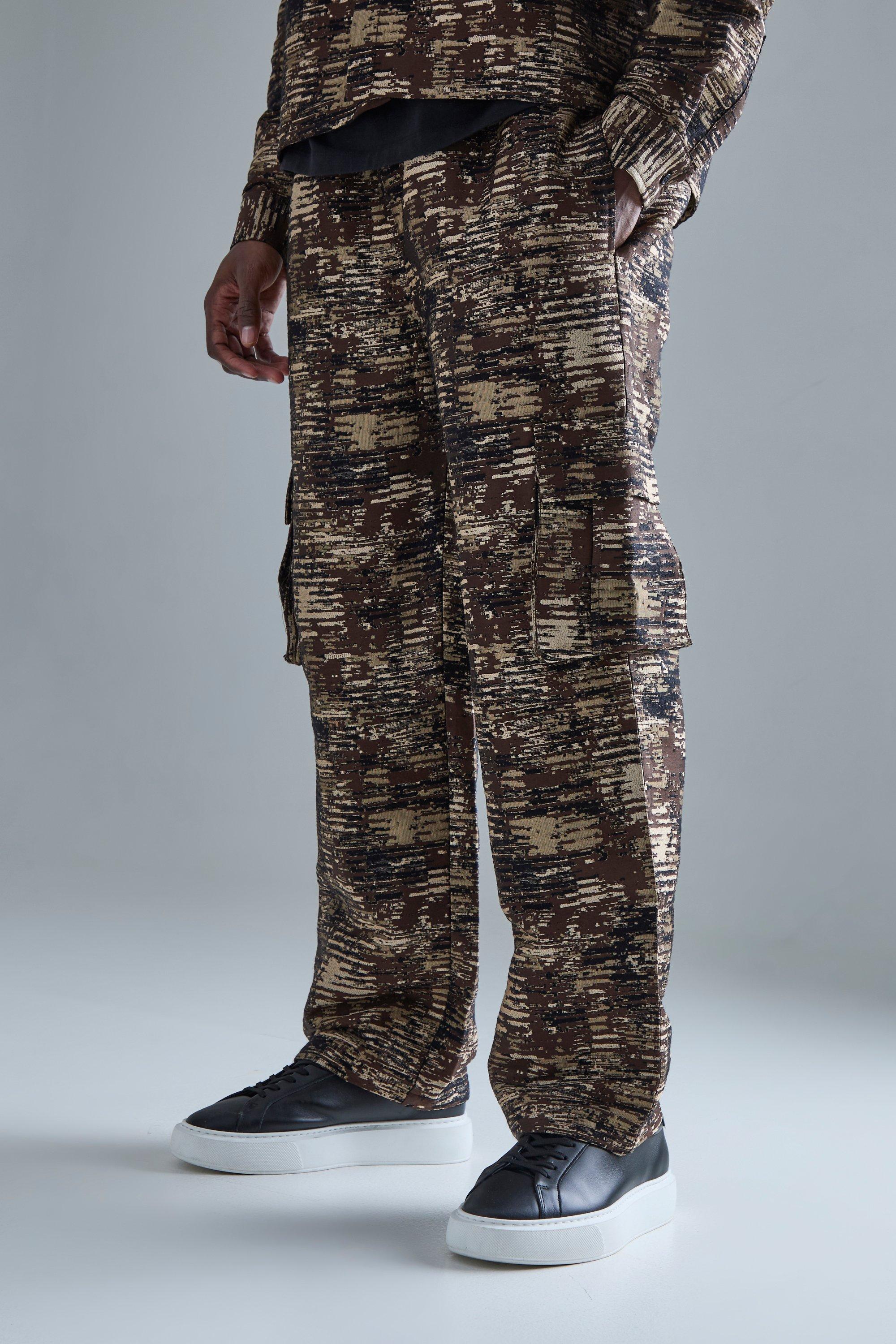 Strukturierte lockere Camouflage Cargo-Hose, Stone