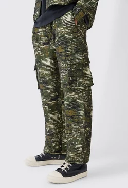 Khaki Textured Camo Relaxed Cargo Trouser