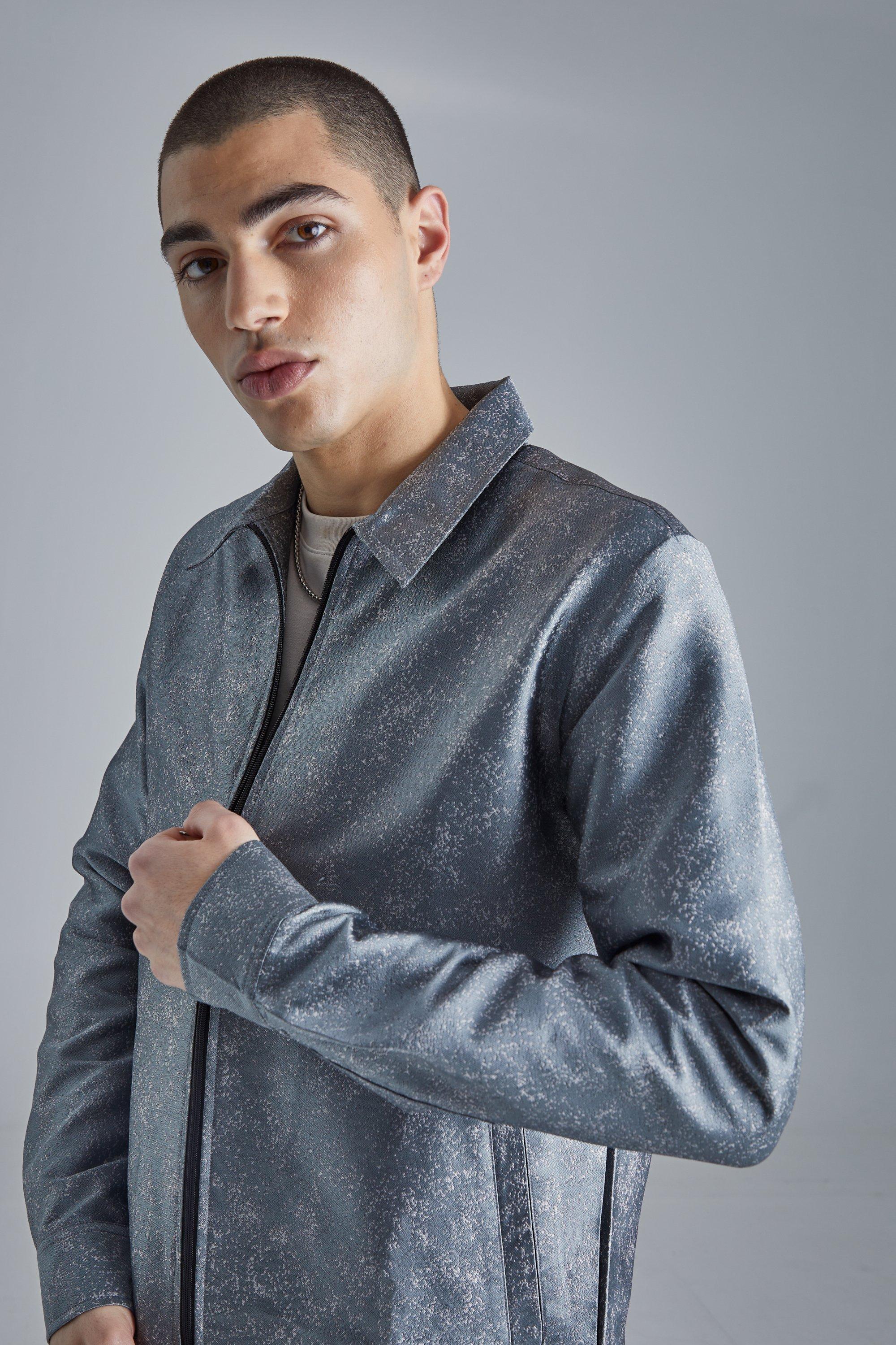 Grey Marl Fabric Interest Smart Overshirt