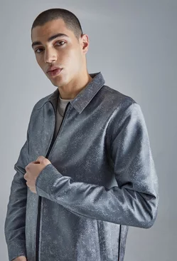 Marl Fabric Interest Smart Overshirt Grey