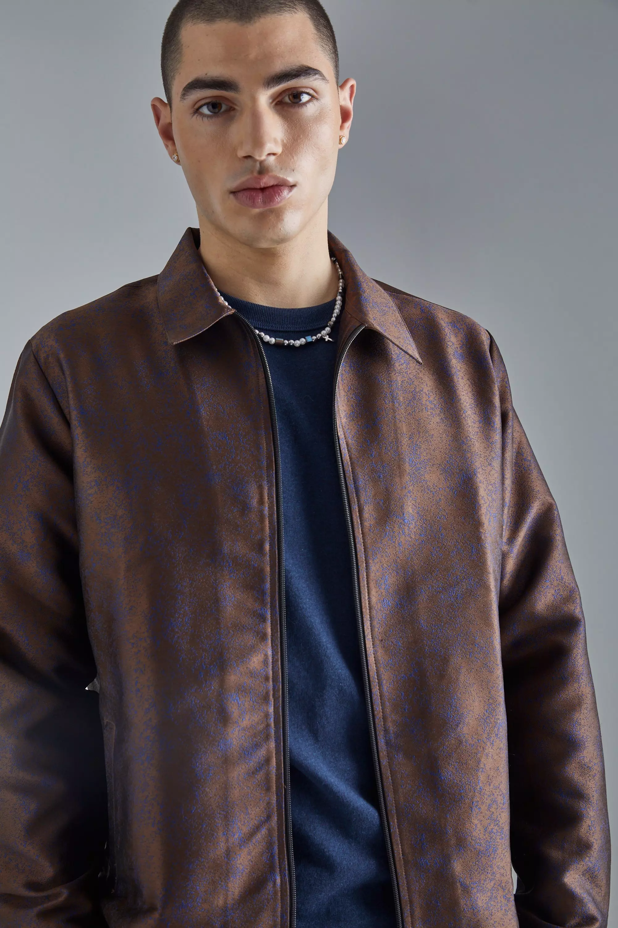 Brown Marl Fabric Interest Smart Overshirt alternative image