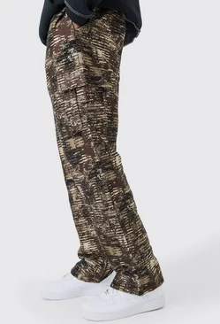 Tall Textured Camo Relaxed Cargo Trouser Stone