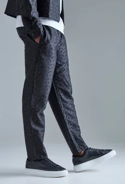 Textured Geo Tapered Trouser Black