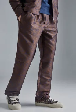 Marl Fabric Interest Straight Trouser Brown