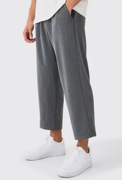 Drawcord Waist Cropped Trousers Grey